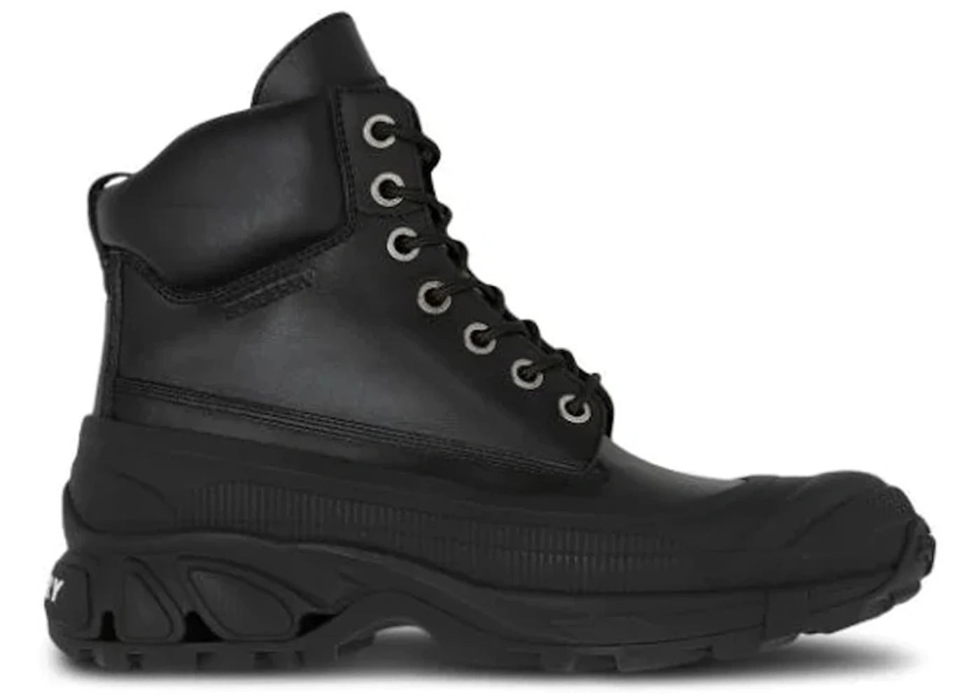 Burberry Chunky Lace Up Leather Boots Black