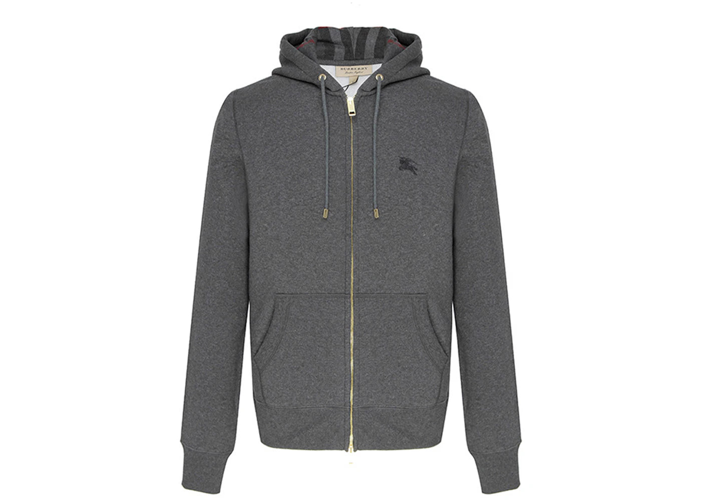 Burberry Clarendon Check Hood Zip Up Hoodie Gray