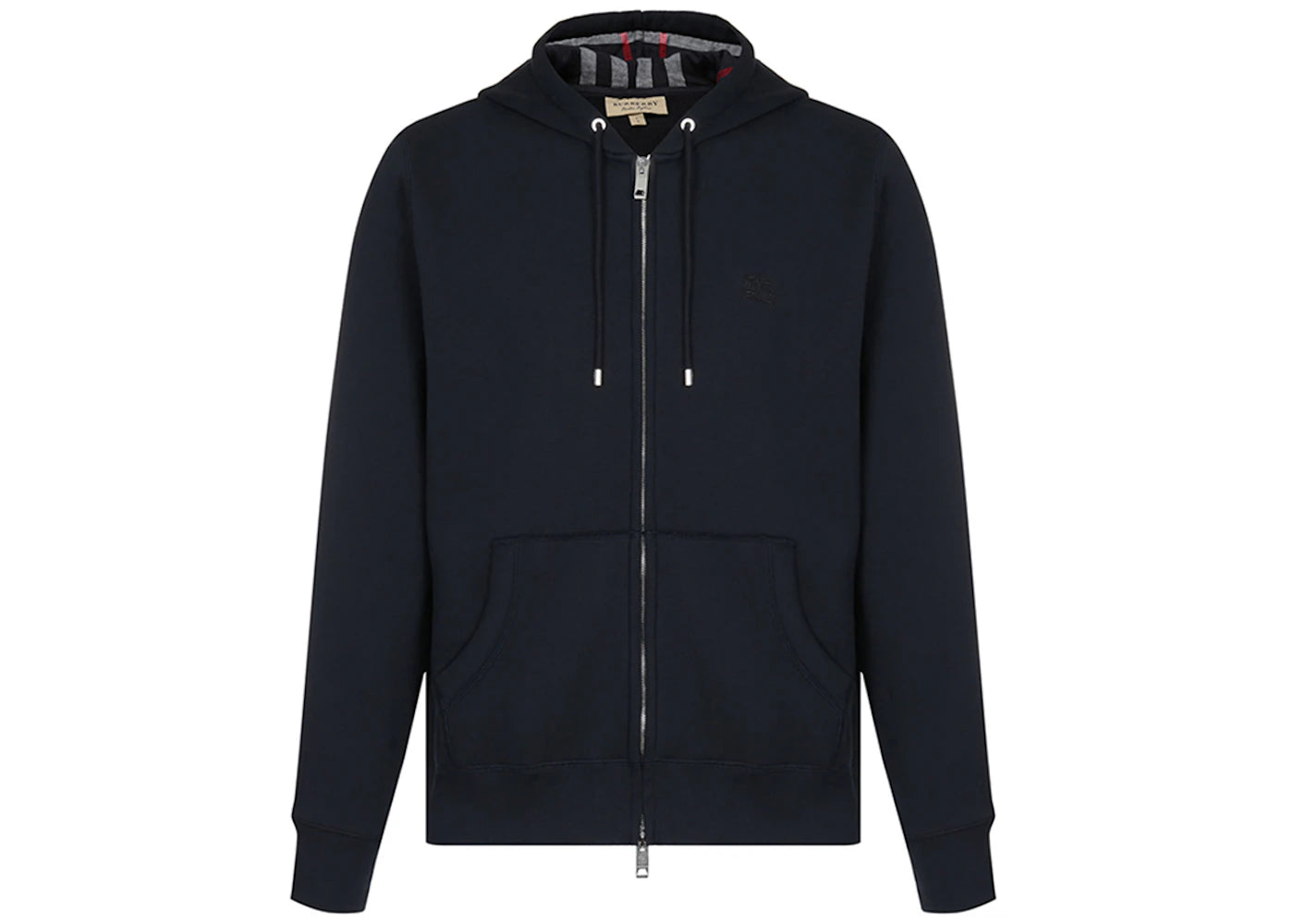 Burberry Clarendon Check Hood Zip Up Hoodie Navy