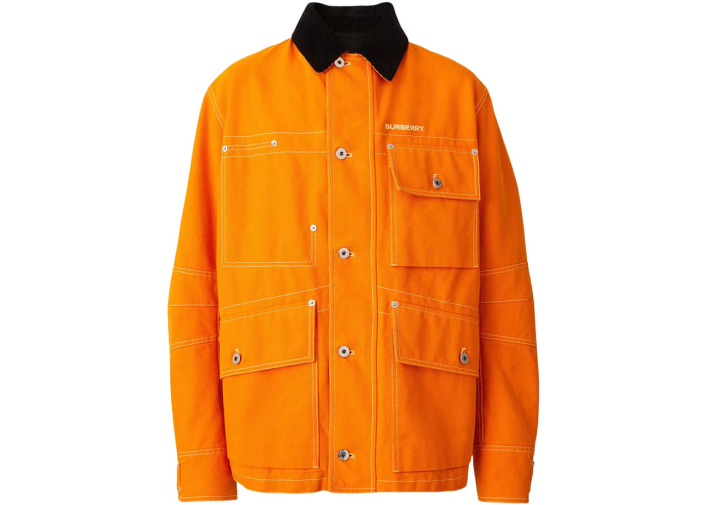 Burberry Collared Utility Jacket Orange Black