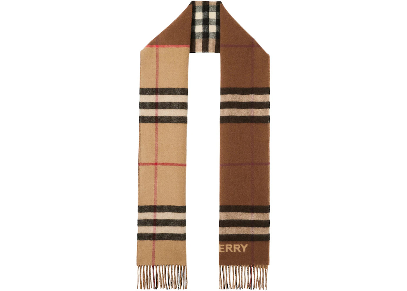 Burberry Contrast Check Cashmere Scarf Archive Beige/Birch Brown