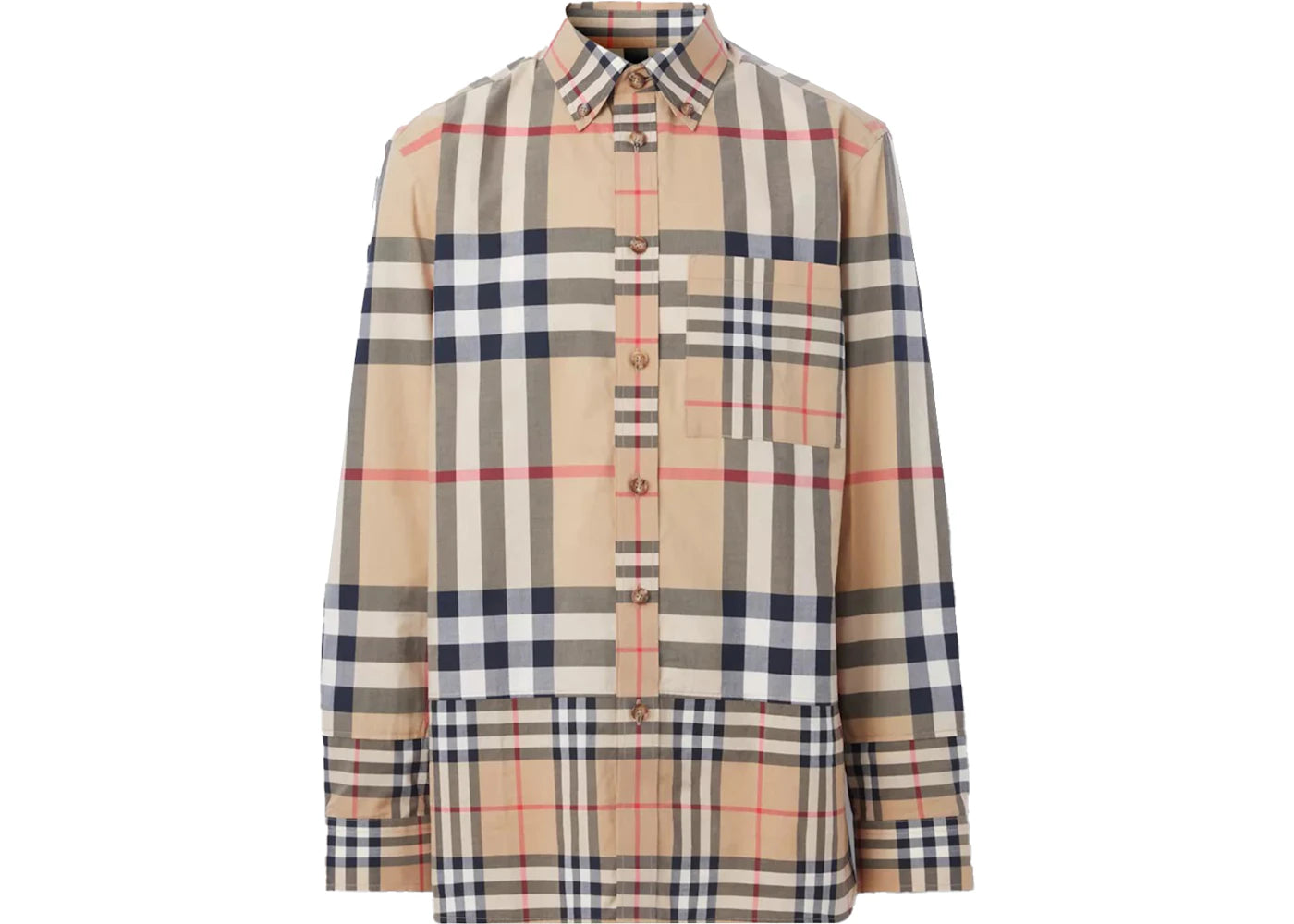 Burberry Contrast Check Cotton Shirt Archive Beige