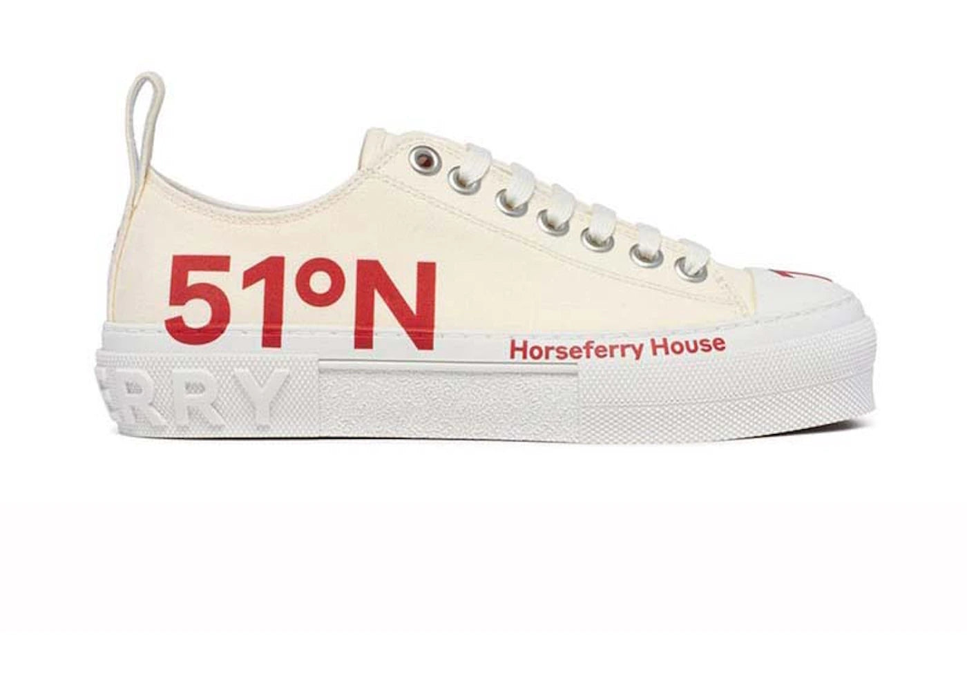 Burberry Coordinates Printed Lace-Up Sneakers White Red