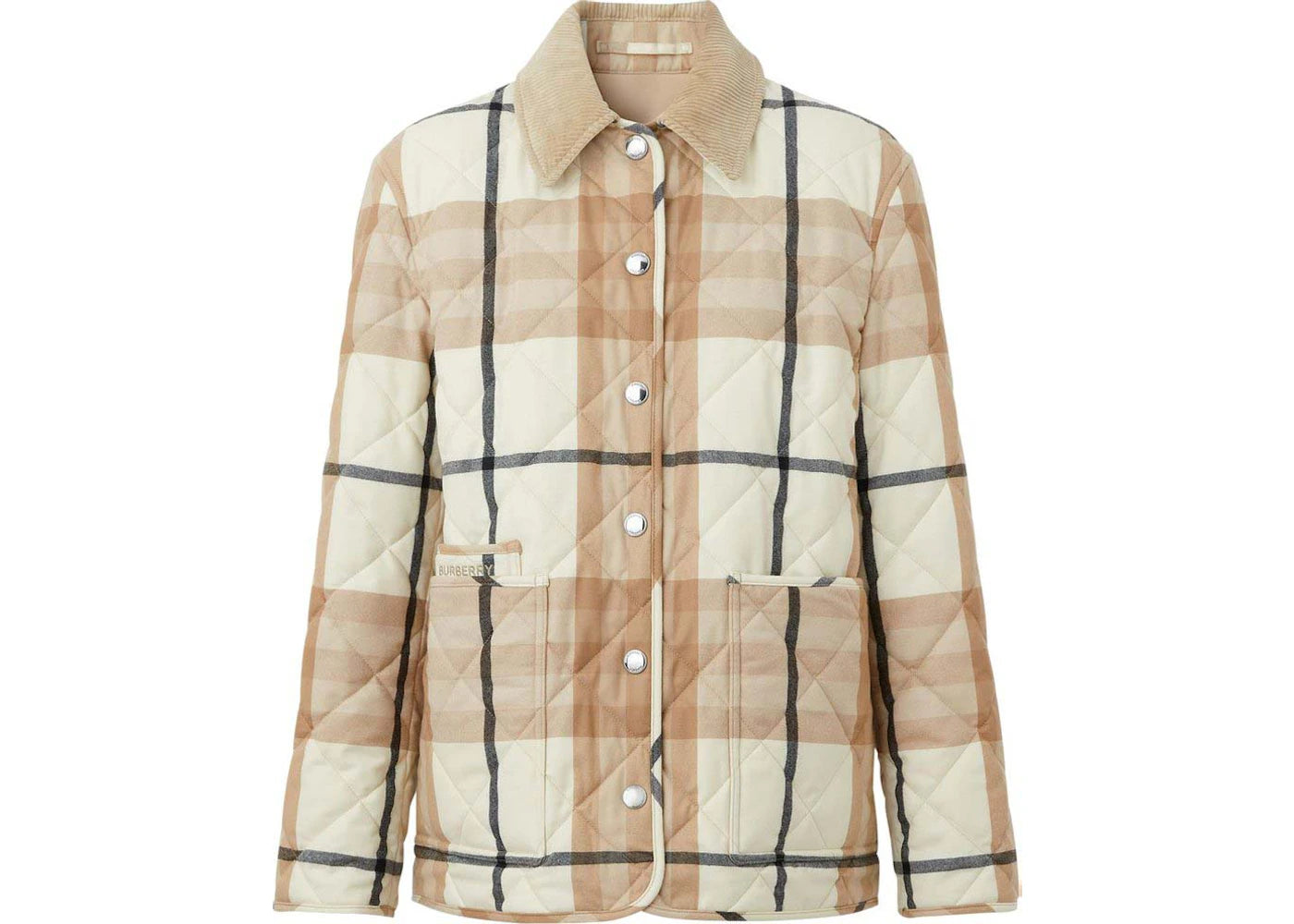 Burberry Corduroy Collar Diamond Quilted Barn Jacket Frosted White