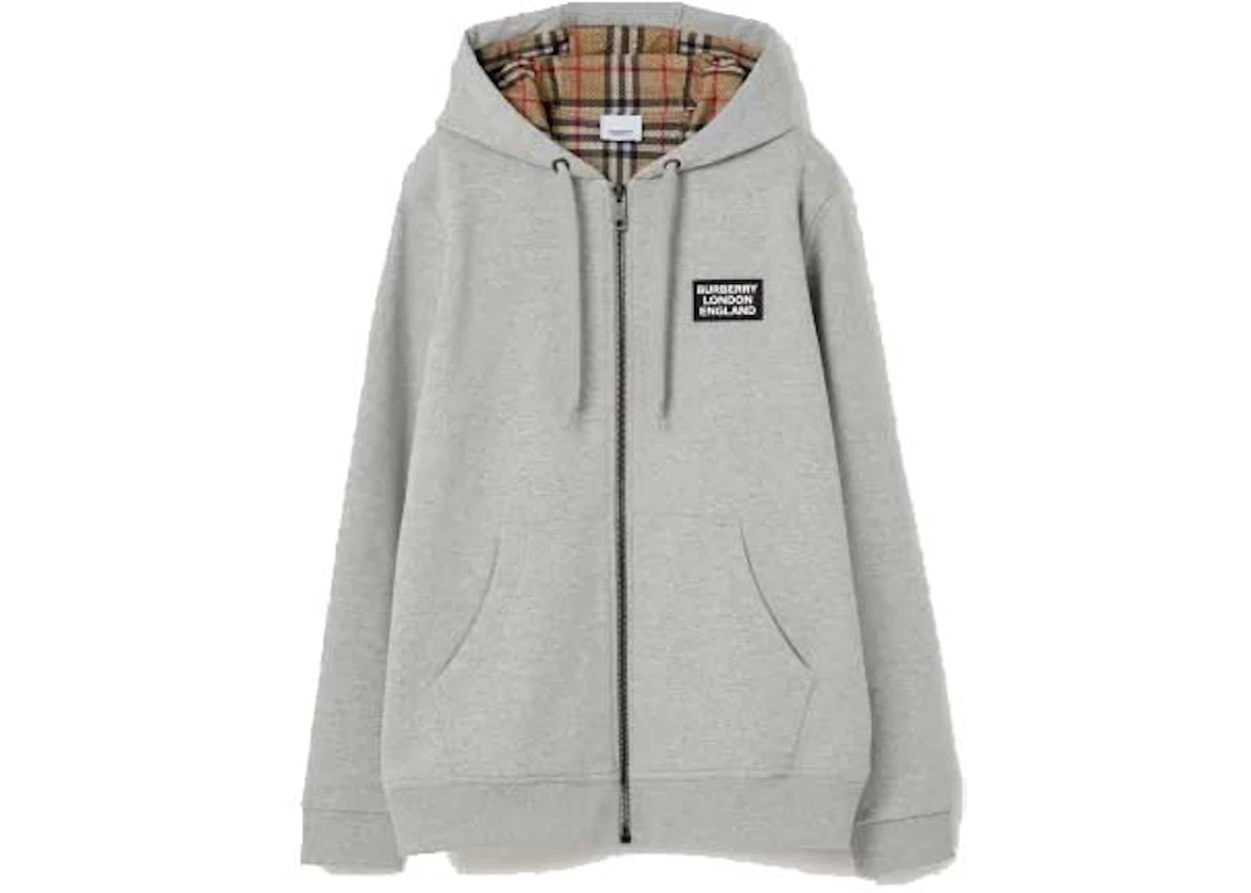 Burberry Cotton Blend Zip Hoodie Grey