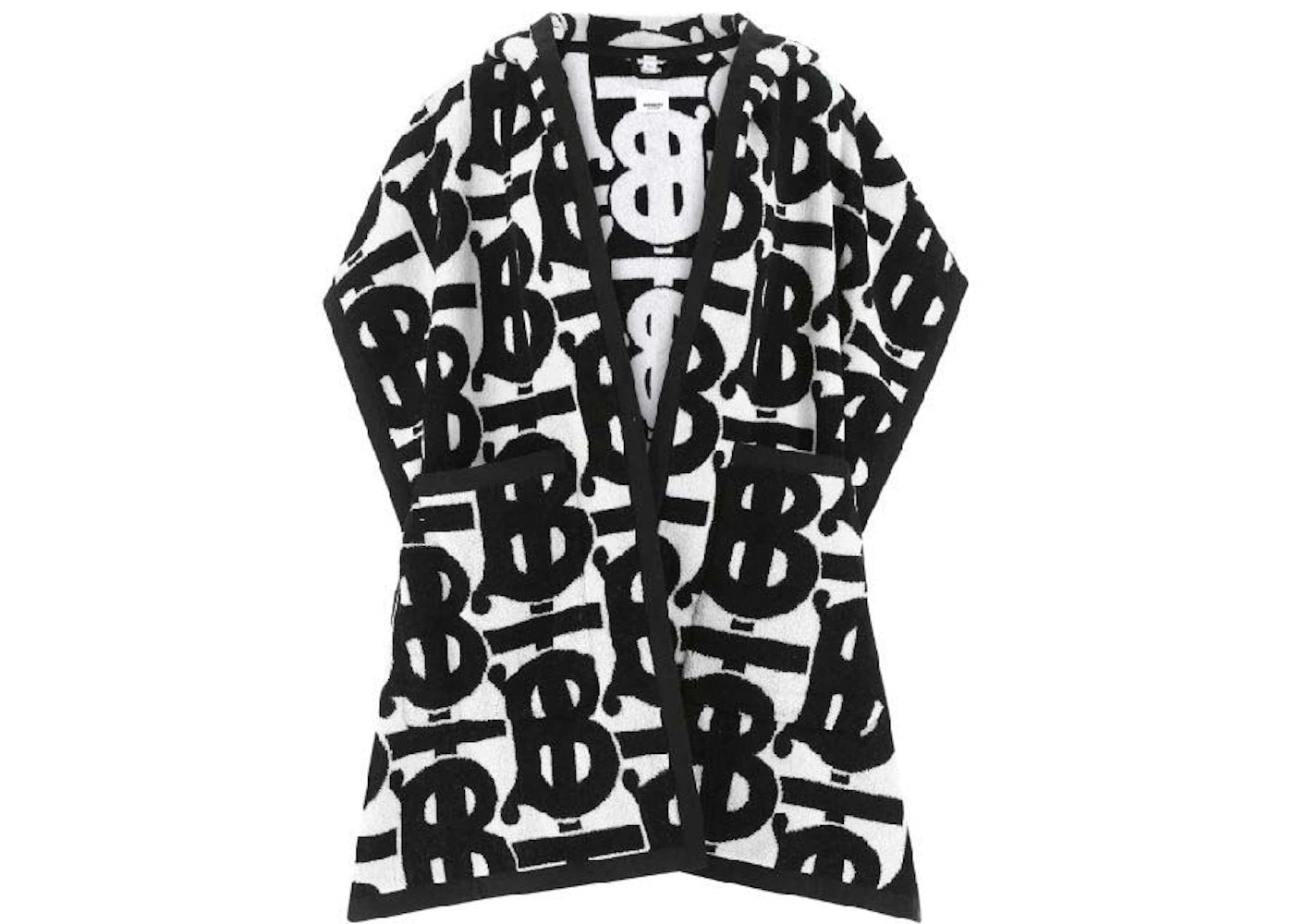 Burberry Cotton Jacquard Hooded Cape Black/White