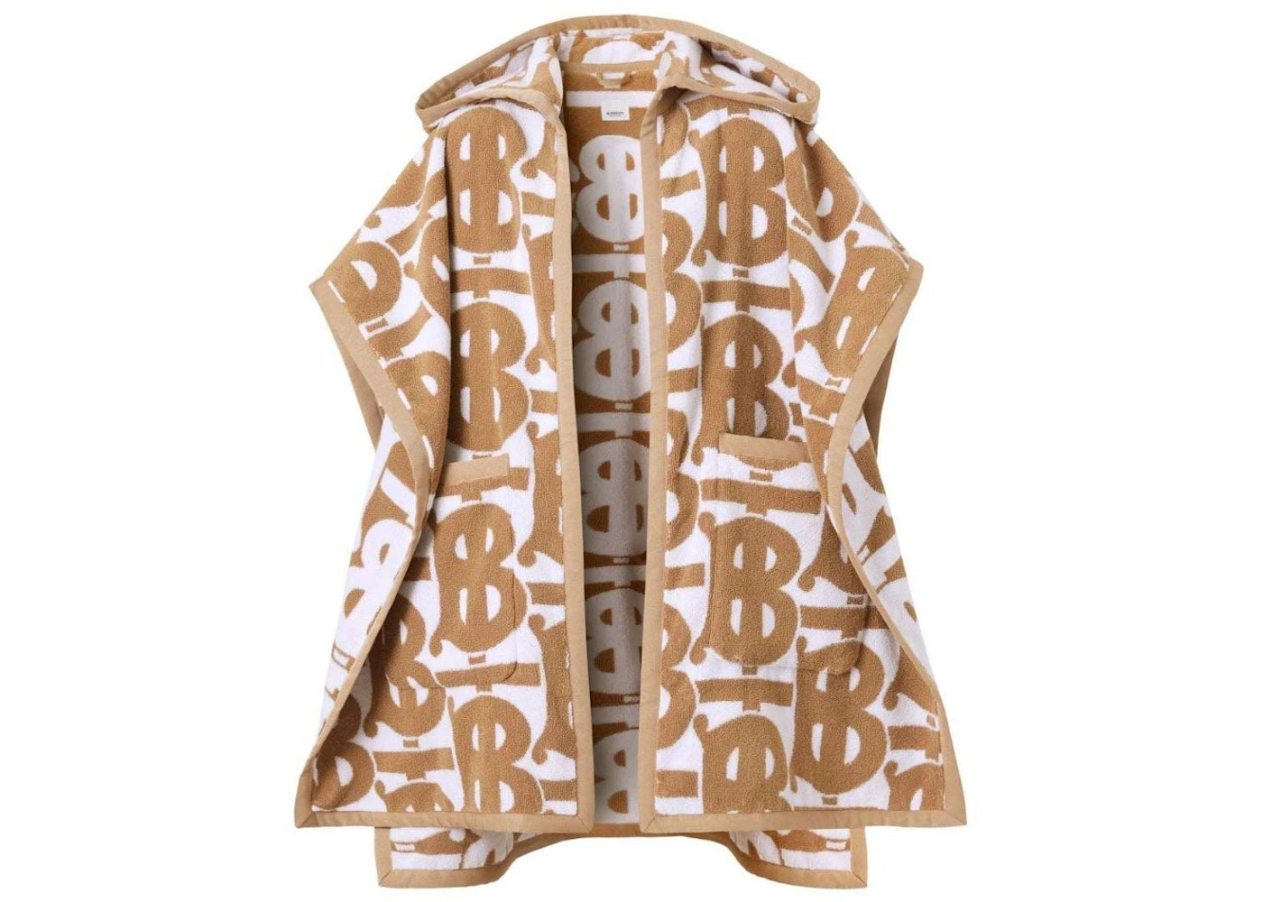 Burberry Cotton Jacquard Hooded Cape Neutral White