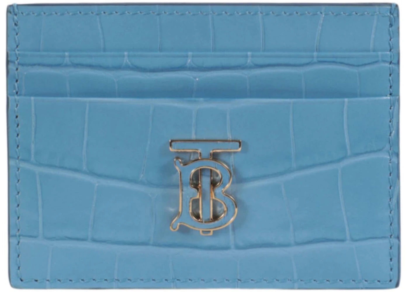 Burberry Croc-Embossed TB Card Holder Blue