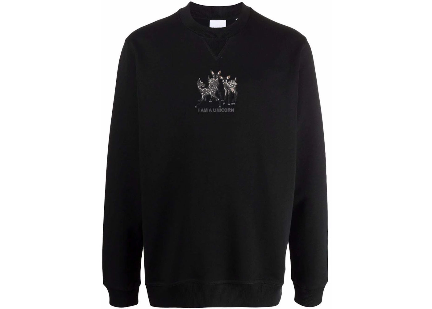 Burberry Deer-Embroidered Cotton Sweatshirt Black