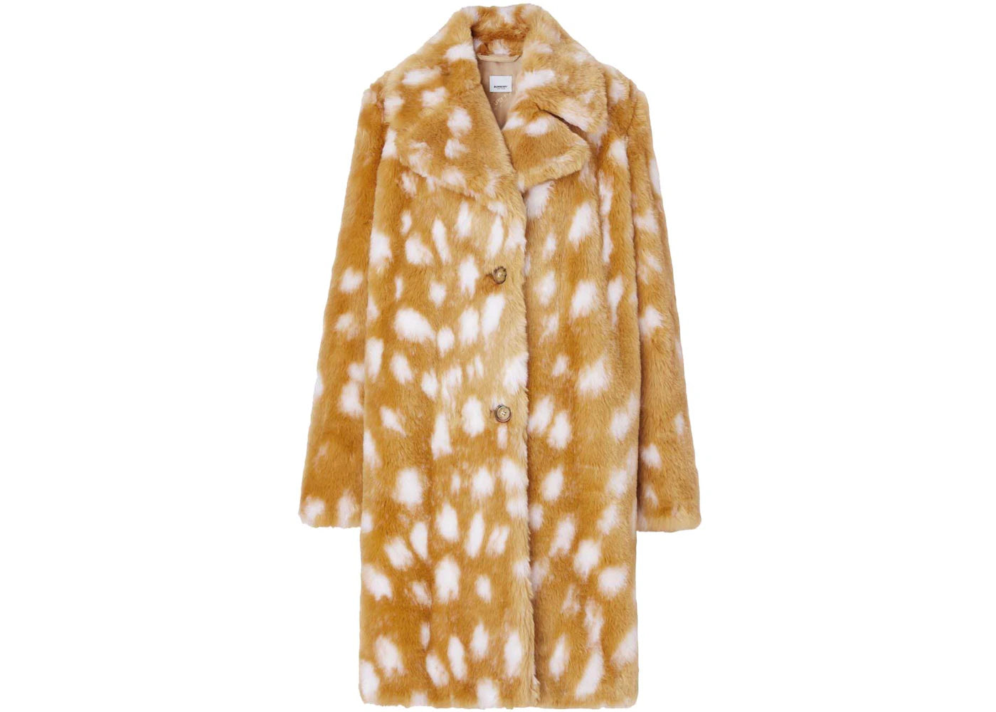 Burberry Deer Print Faux Fur Coat Brown