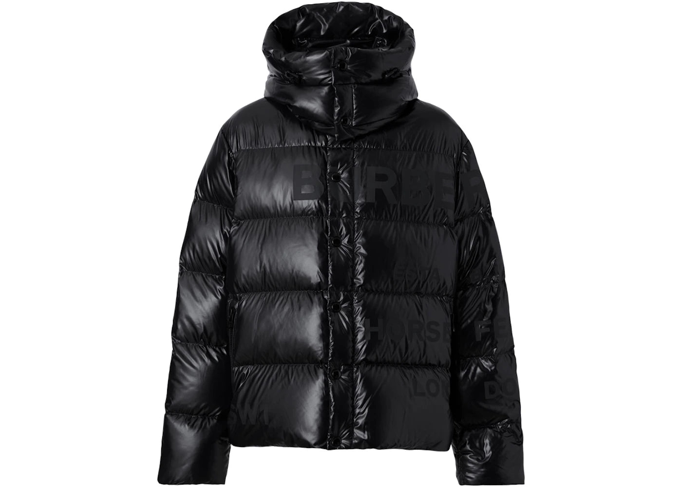 Burberry Detachable Hood Horseferry Print Puffer Jacket Black