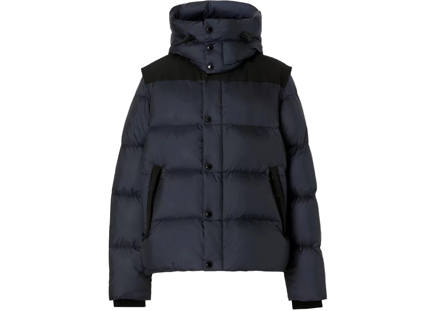 Burberry Detachable Sleeve Hooded Puffer Jacket Navy