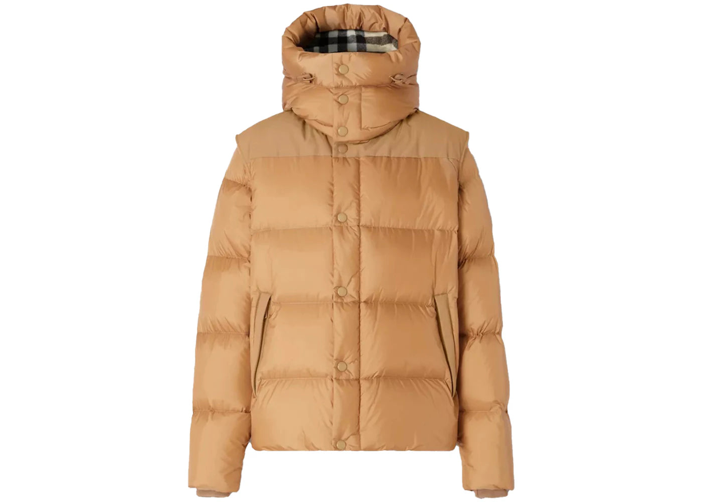 Burberry Detachable Sleeve Hooded Puffer Jacket Warm Honey