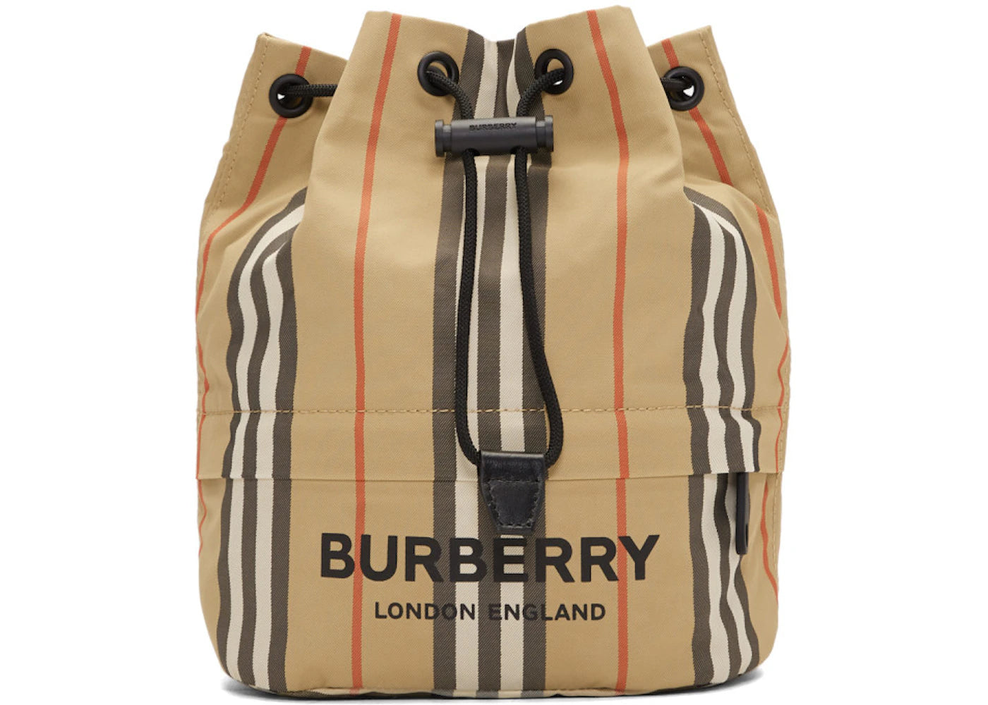 Burberry Drawcord Pouch Check Nylon Beige