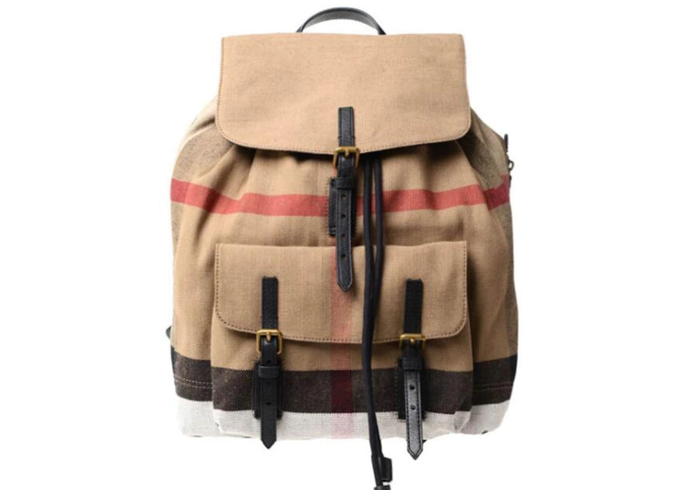 Burberry Drawstring Check Backpack Beige/Black