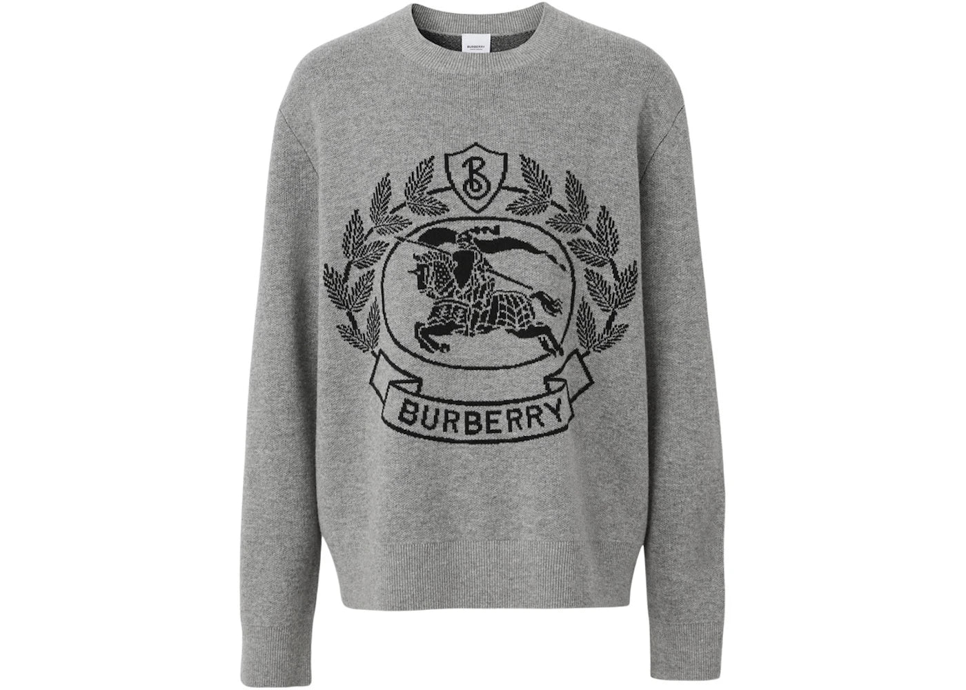 Burberry EKD Wool Jacquard Oversized Sweater Dark Thunder Grey