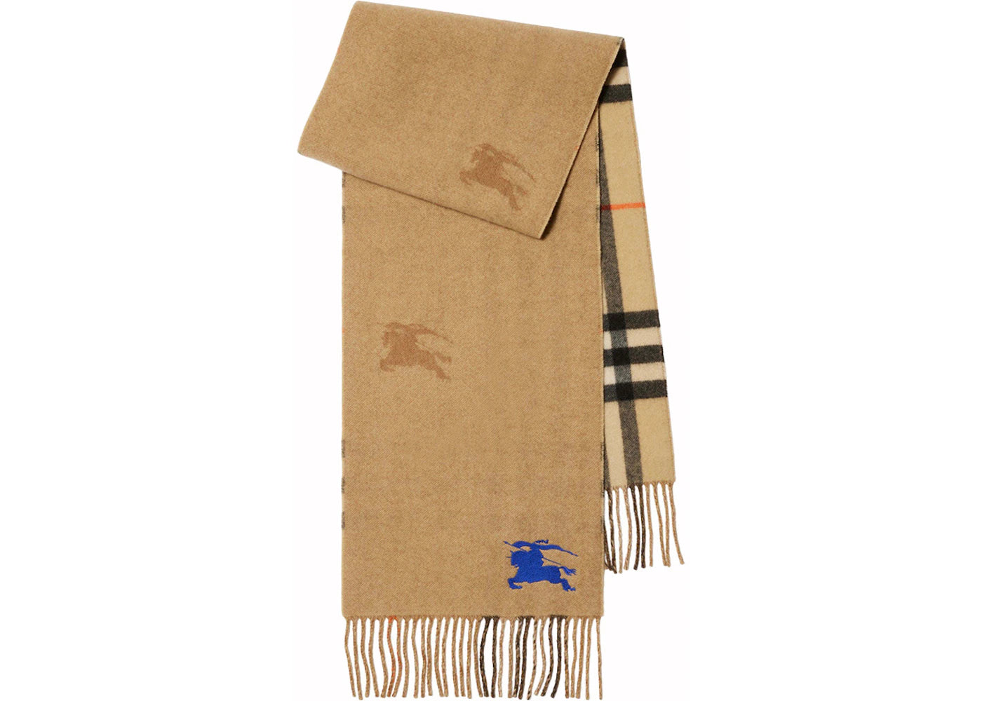 Burberry Ekd Cashmere Reversible Scarf Sand