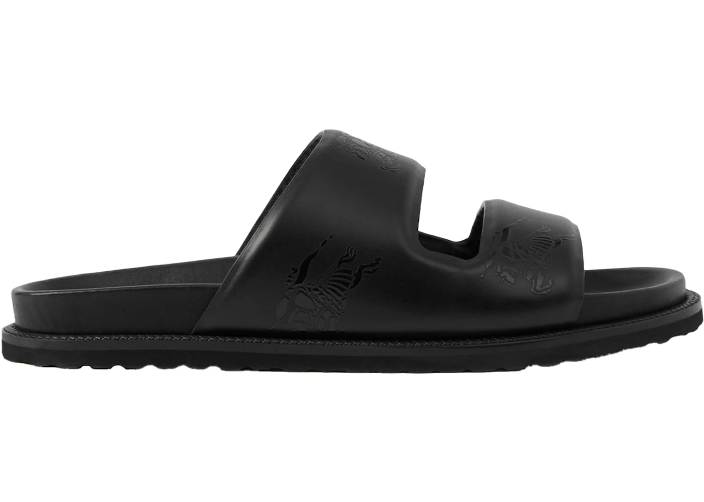 Burberry Embossed EKD Slides Black Leather