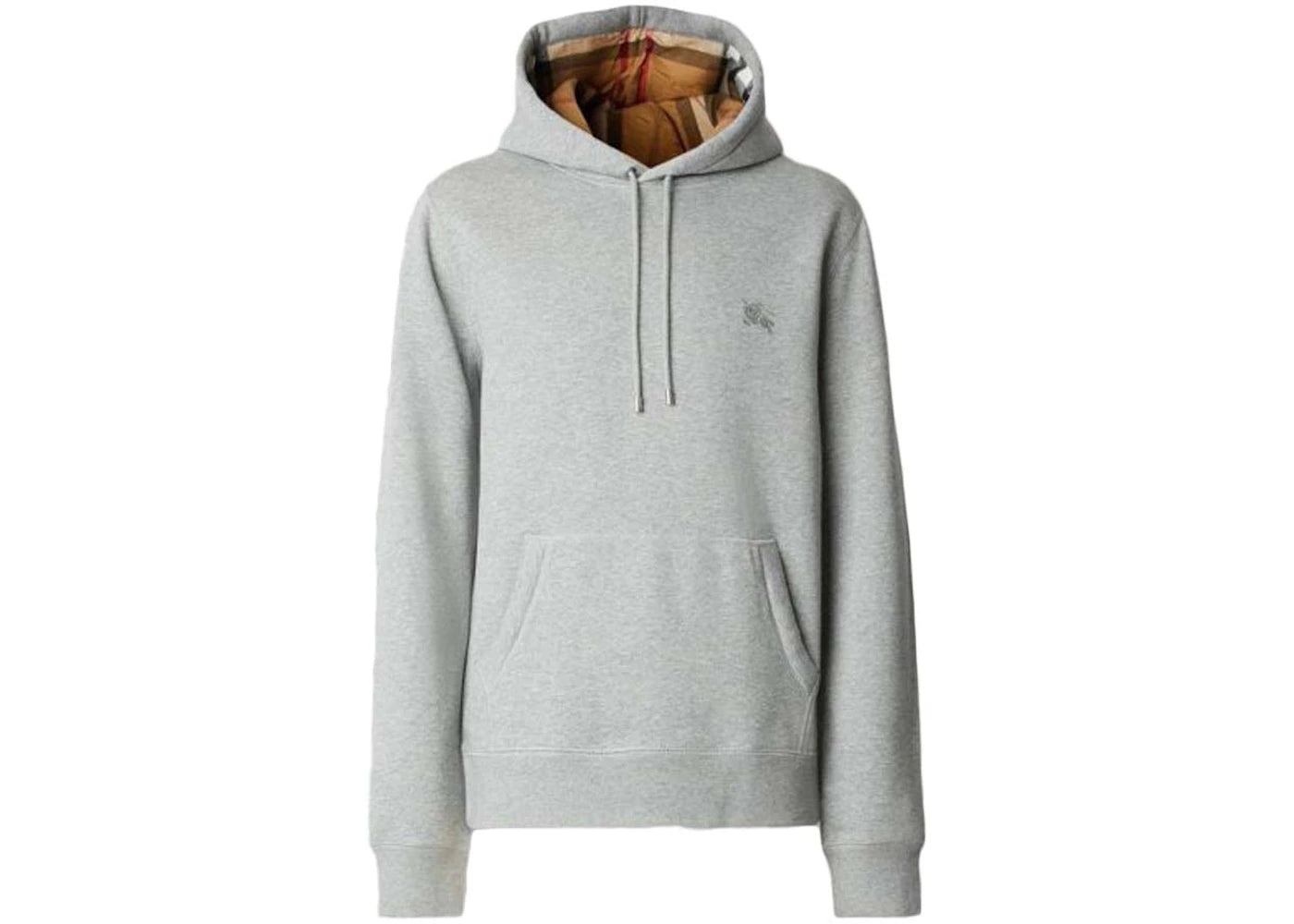 Burberry Embroidered EKD Cotton Blend Hoodie Pale Grey Melange