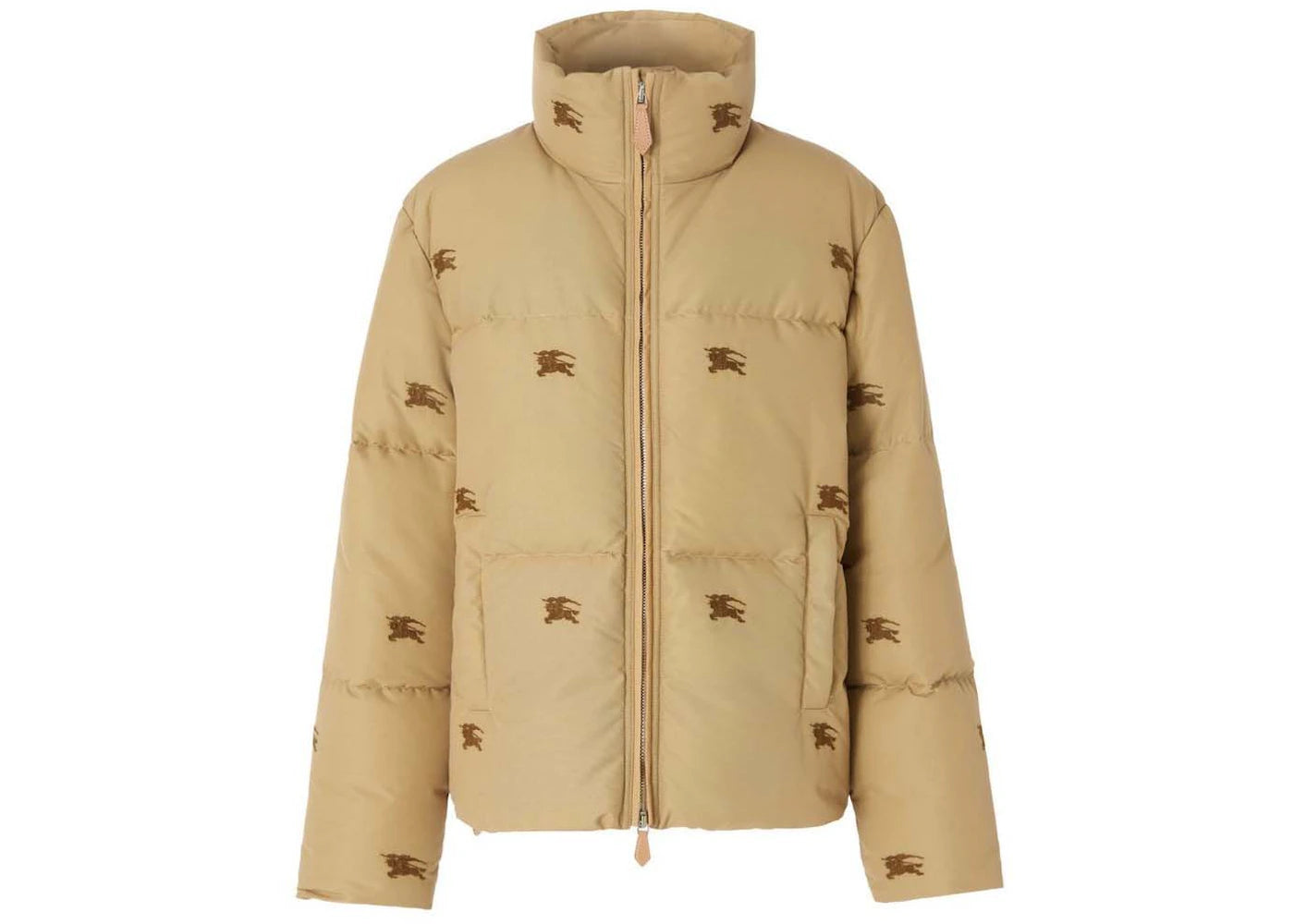 Burberry Embroidered Ekd Nylon Puffer Jacket Camel