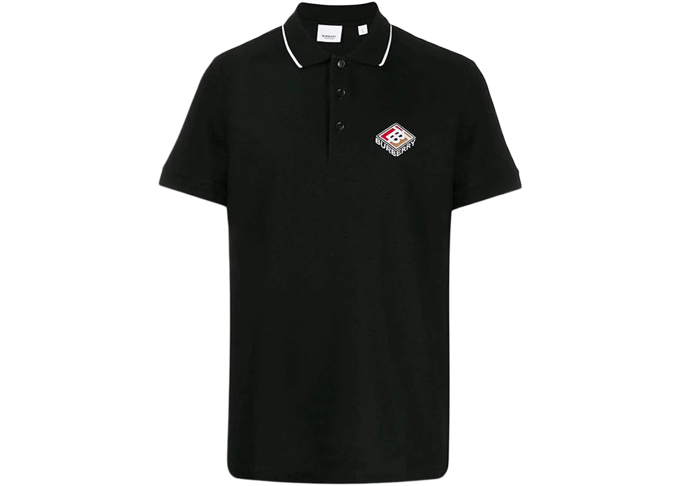 Burberry Embroidered Graphic Logo Polo Shirt Black