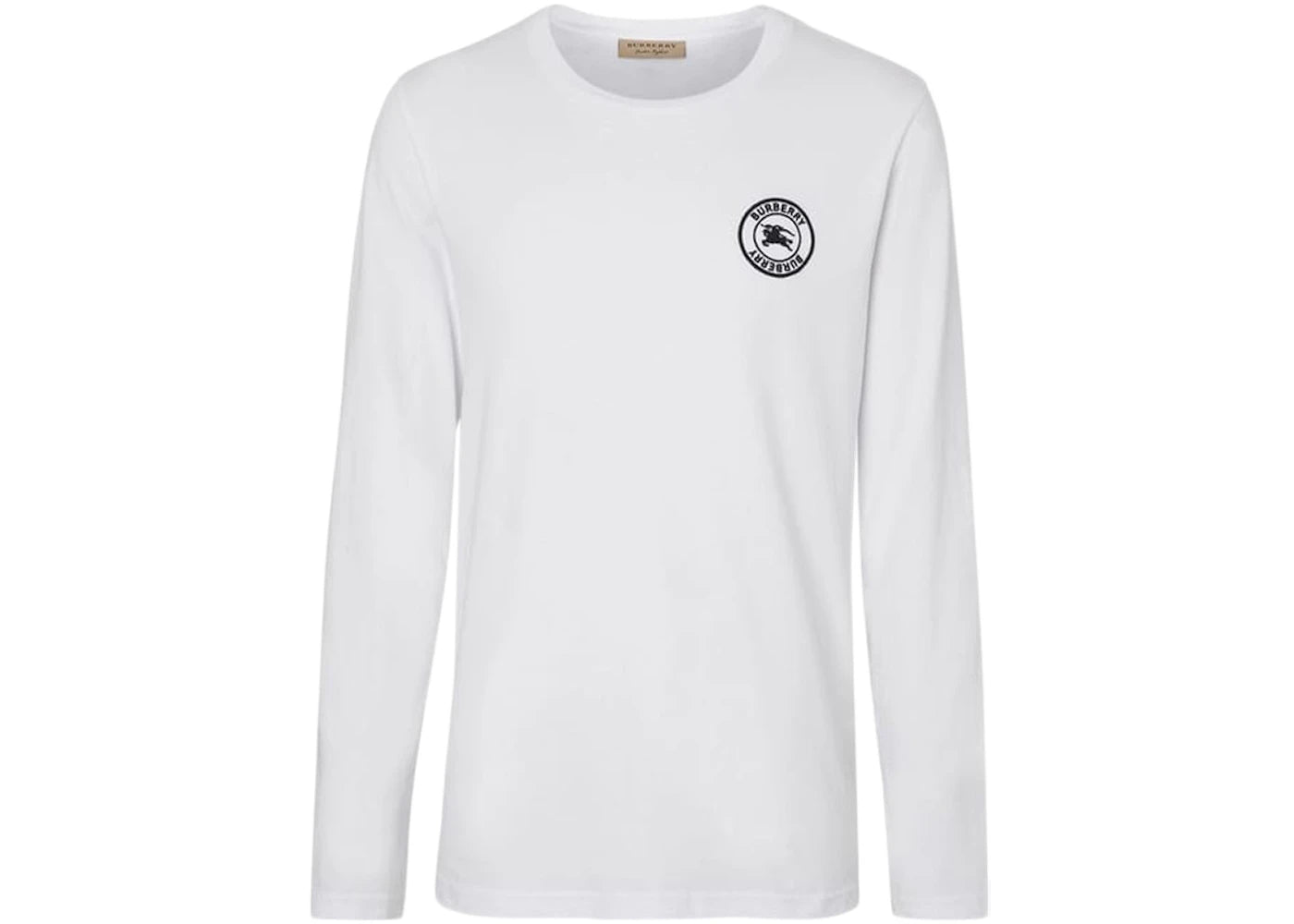 Burberry Embroidered Logo Cotton Long Sleeve T-shirt White