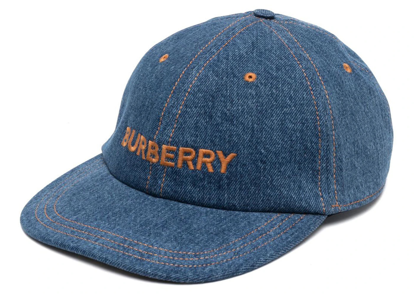 Burberry Embroidered-Logo Denim Baseball Cap Blue