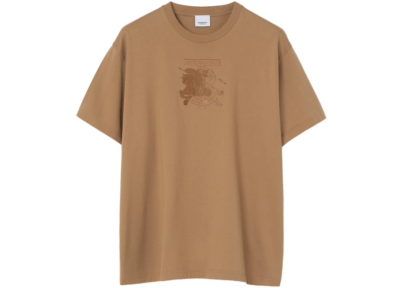 Burberry Embroidered Monogram EKD Cotton T-shirt Camel