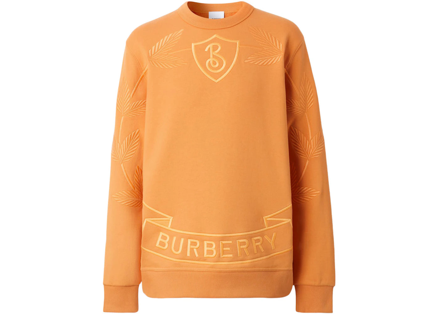 Burberry Embroidered Oak Leaf Crest Cotton Sweatshirt Dusty Orange