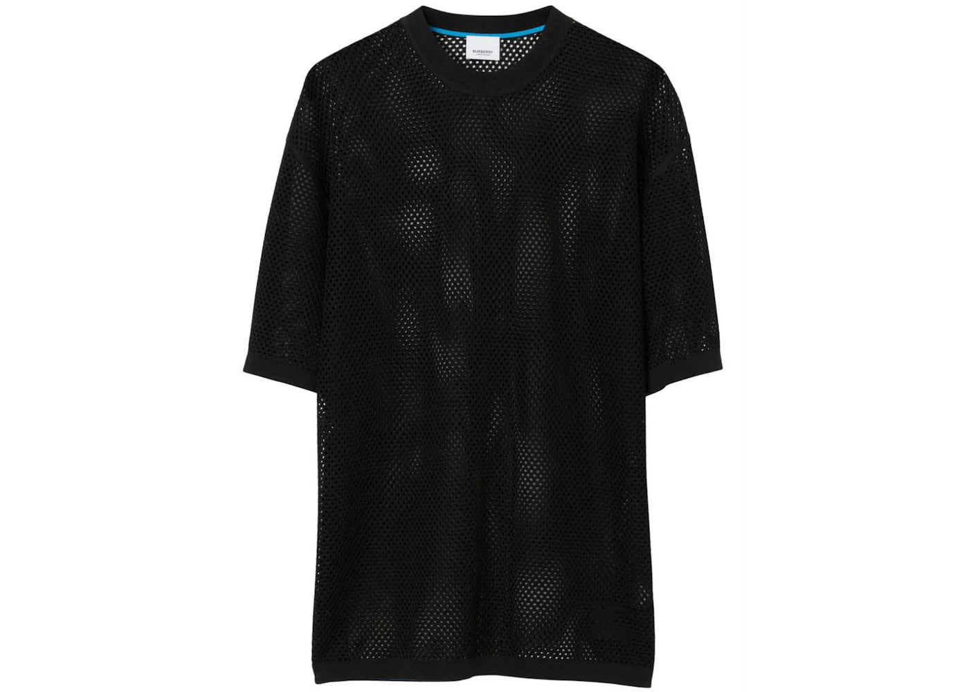 Burberry Equestrian Knight Detail Semi-Sheer T-shirt Black