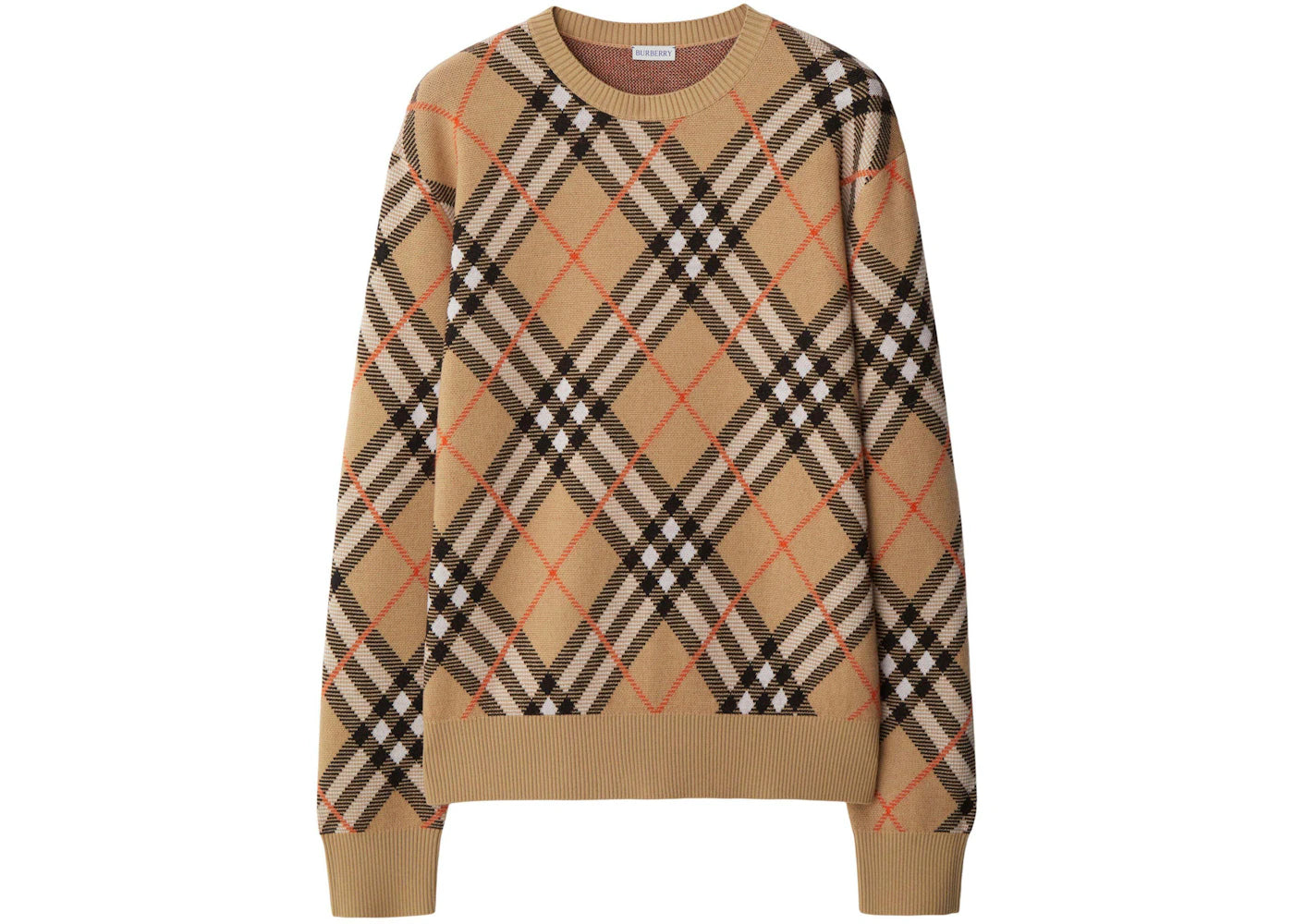 Burberry Essentials WW Long Sleeve Crew Top Sand Ip Check