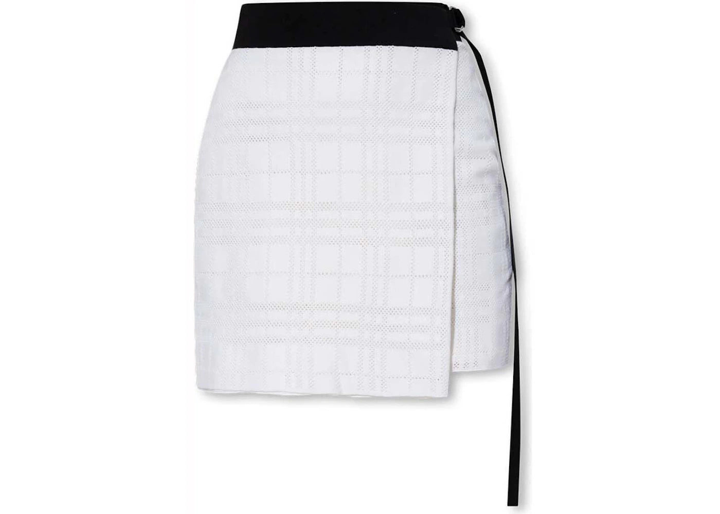 Burberry Everlie Jacquard Check Belted Wrap Skirt White/Black