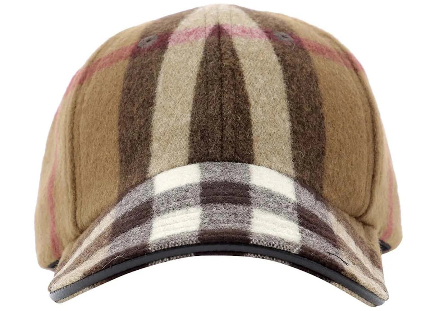 Burberry Exaggerated Check Wool Baseball Cap Dark Birch Brown