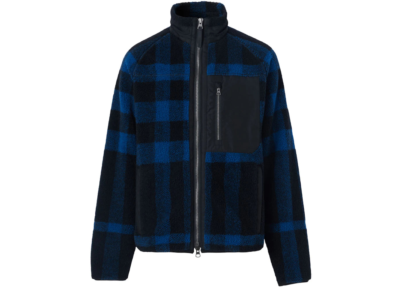 Burberry Exploded Check Fleece Funnel Neck Jacket Deep Royal Blue/Black