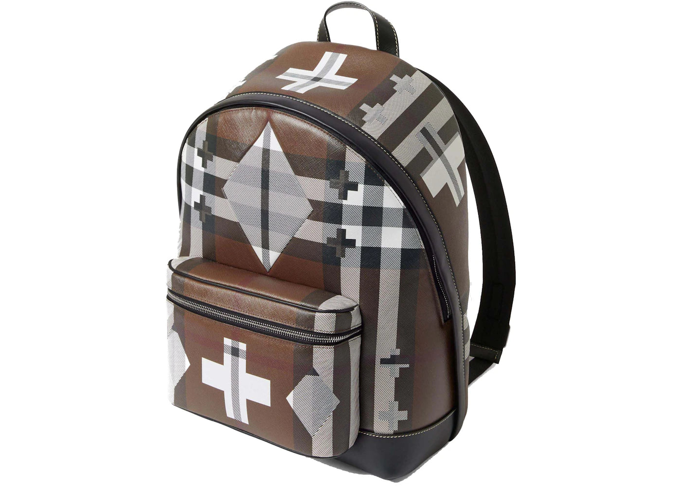 Burberry Geometric Check Backpack Brown