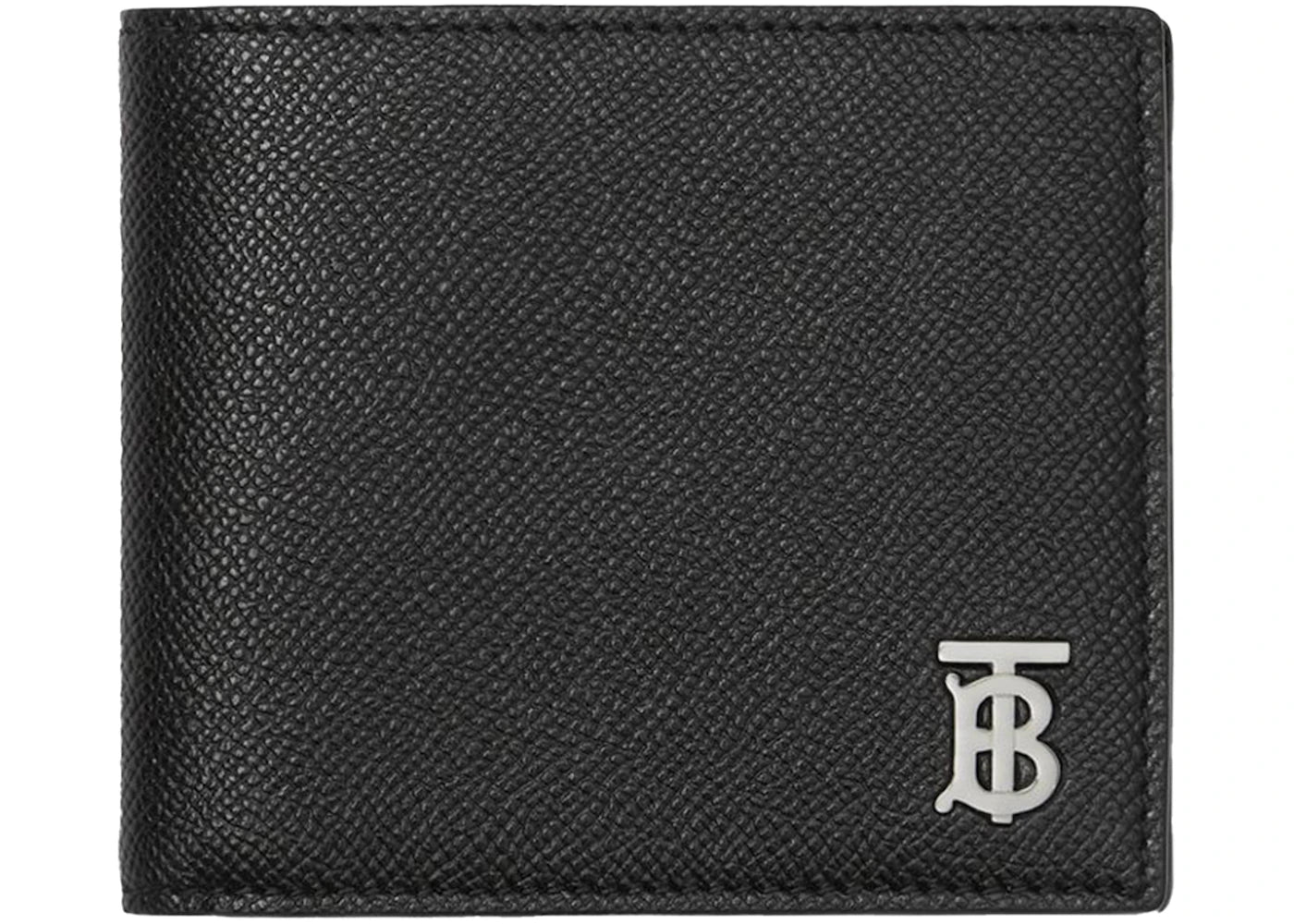 Burberry Grainy Leather TB Bifold Wallet Black/Silver-tone