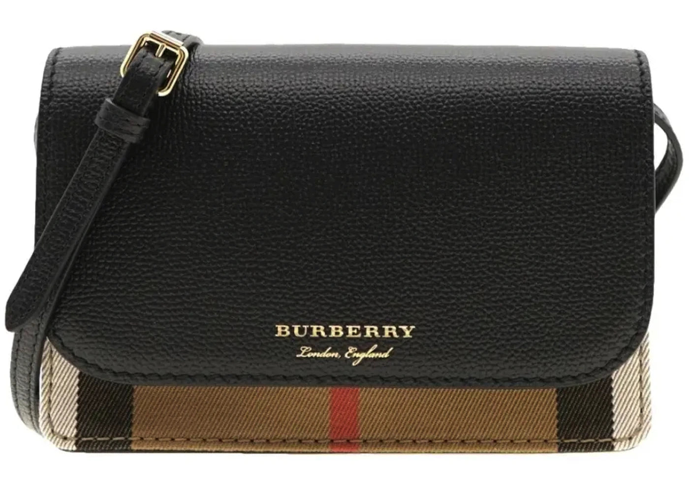 Burberry Hampshire Check Canvas Leather Crossbody Black/Archive Beige