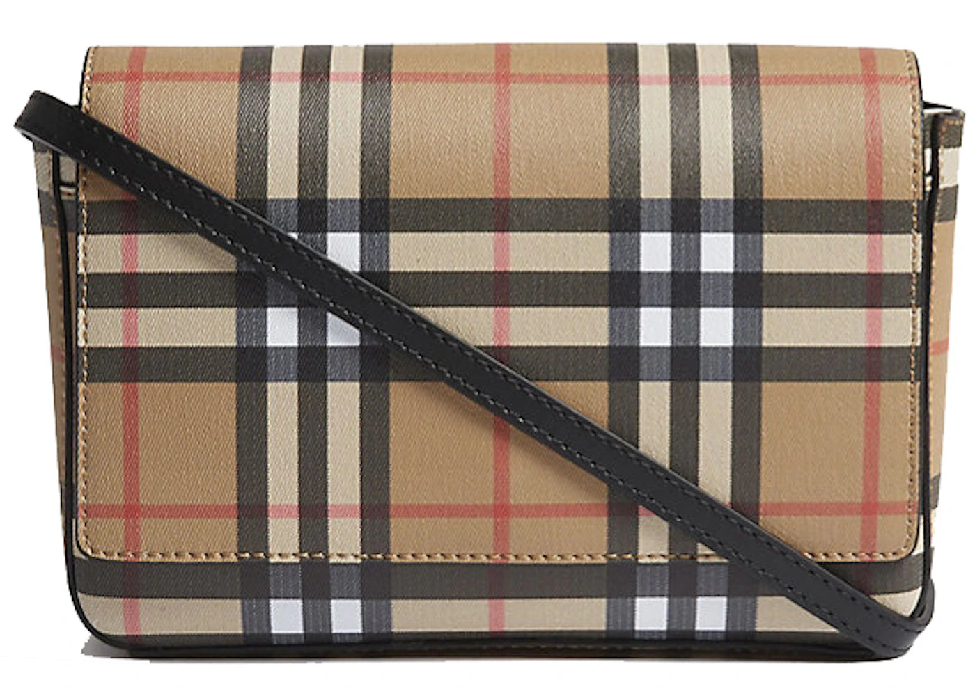 Burberry Hampshire Crossbody Vintage Check Leather Beige