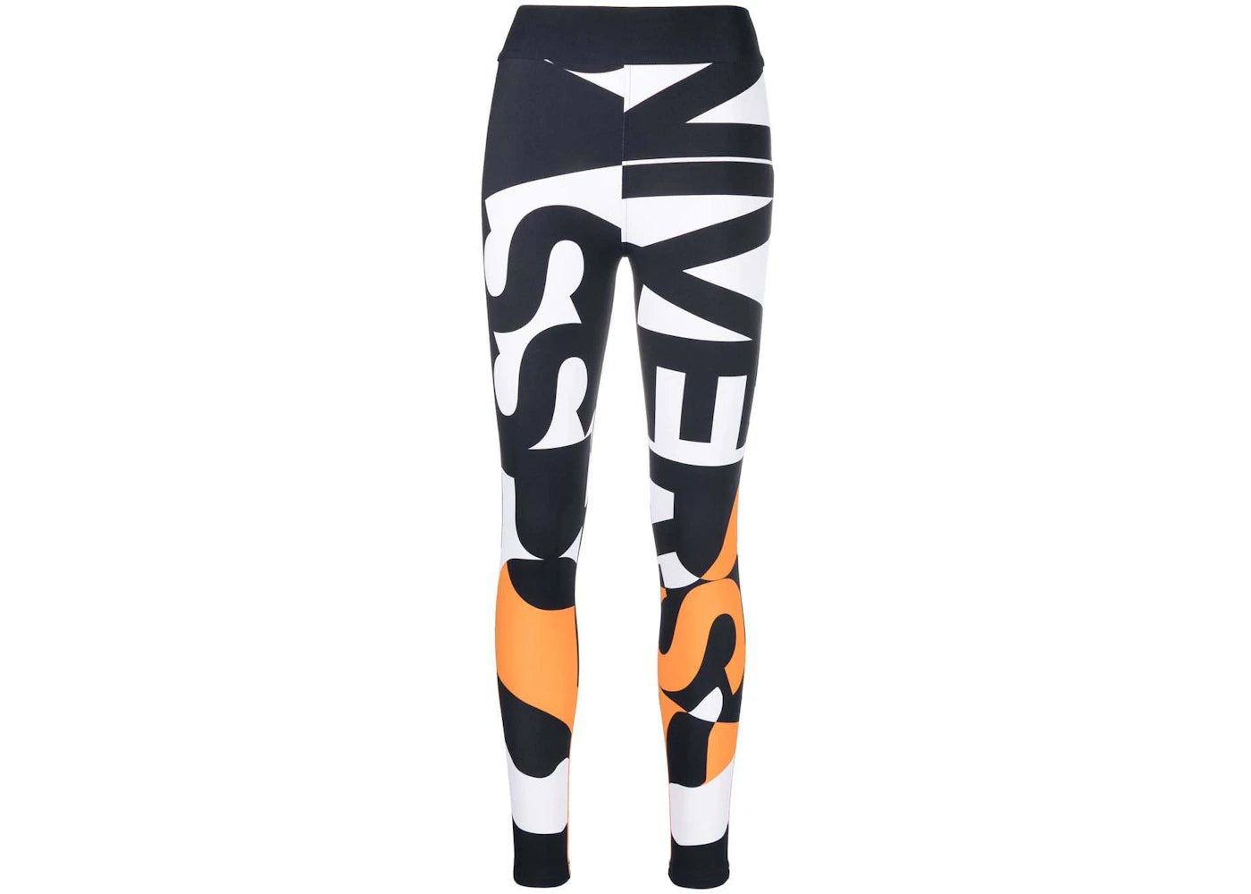 Burberry High-Waisted Graphic-Print Leggings Black/White/Orange