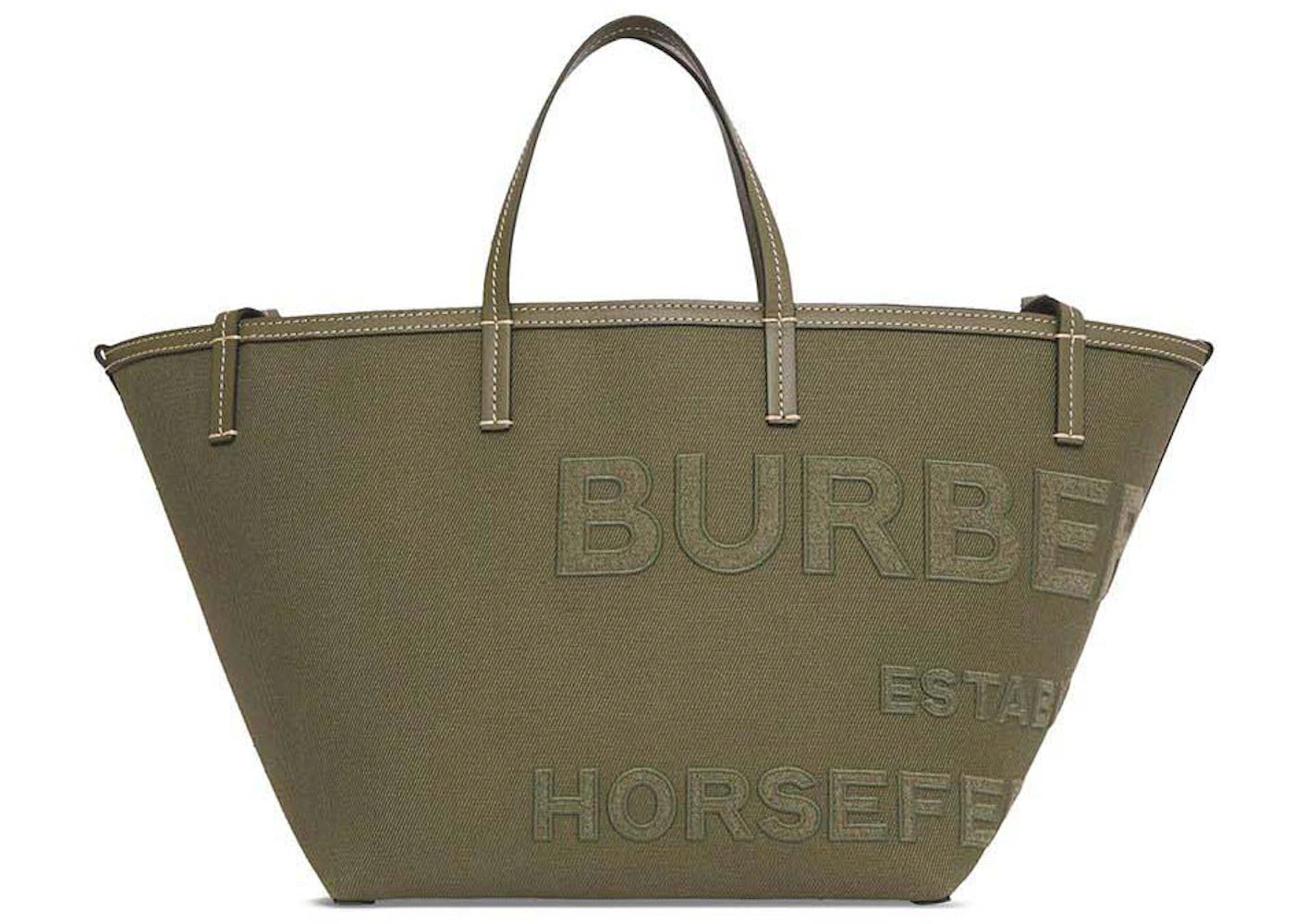 Burberry Horseferry Linen Tote Green