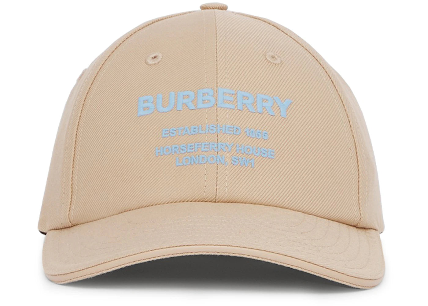 Burberry Horseferry Motif Cotton Baseball Cap Soft Fawn/Light Blue