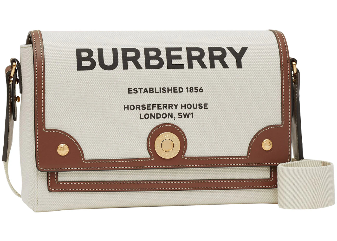 Burberry Horseferry Print Canvas Note Crossbody Bag Natural/Tan