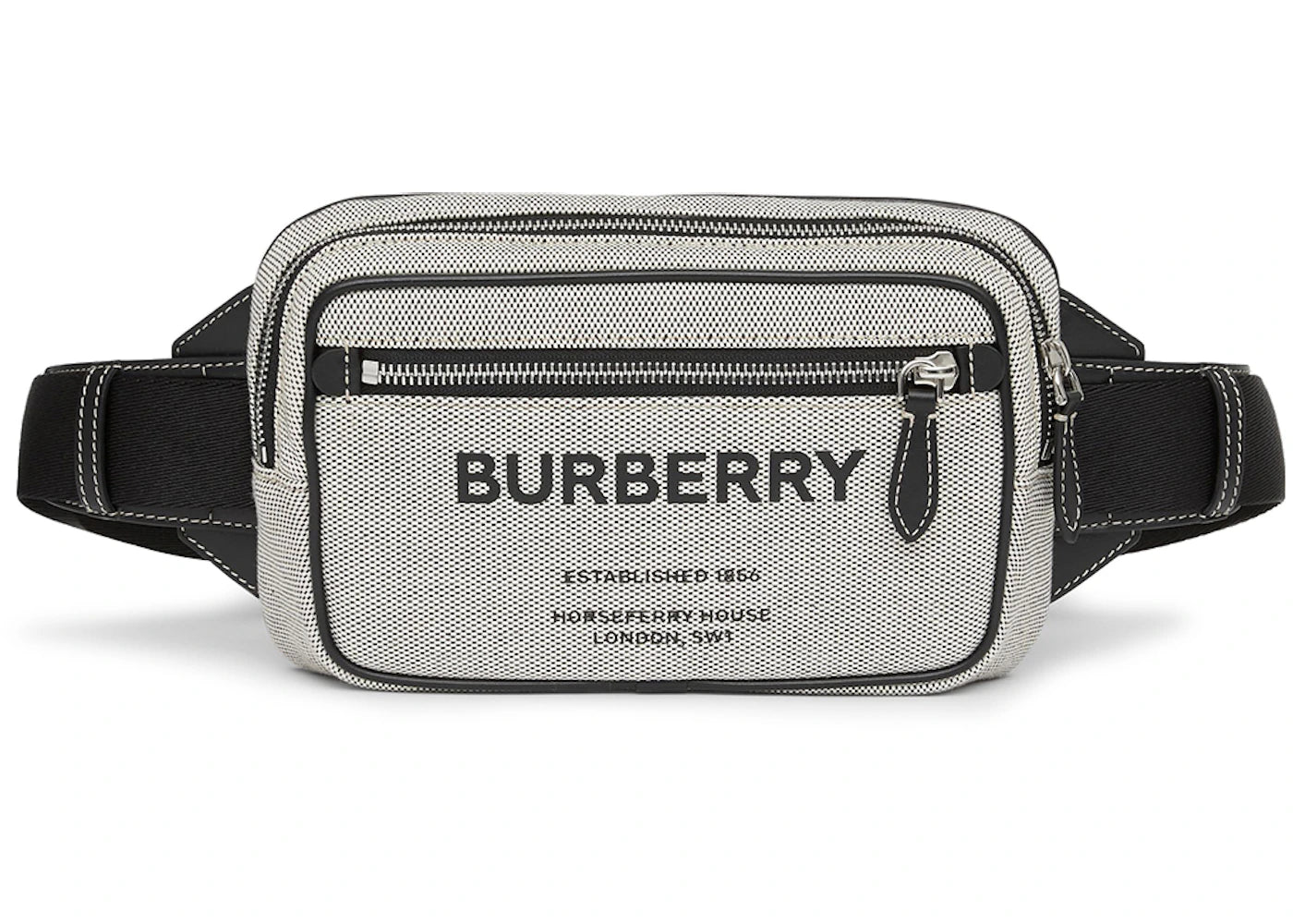 Burberry Horseferry Print Cotton Canvas Bum Bag Grey/Black