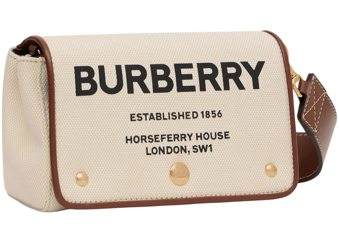 Burberry Horseferry Print Cotton Canvas Crossbody Bag Small Natural/Tan