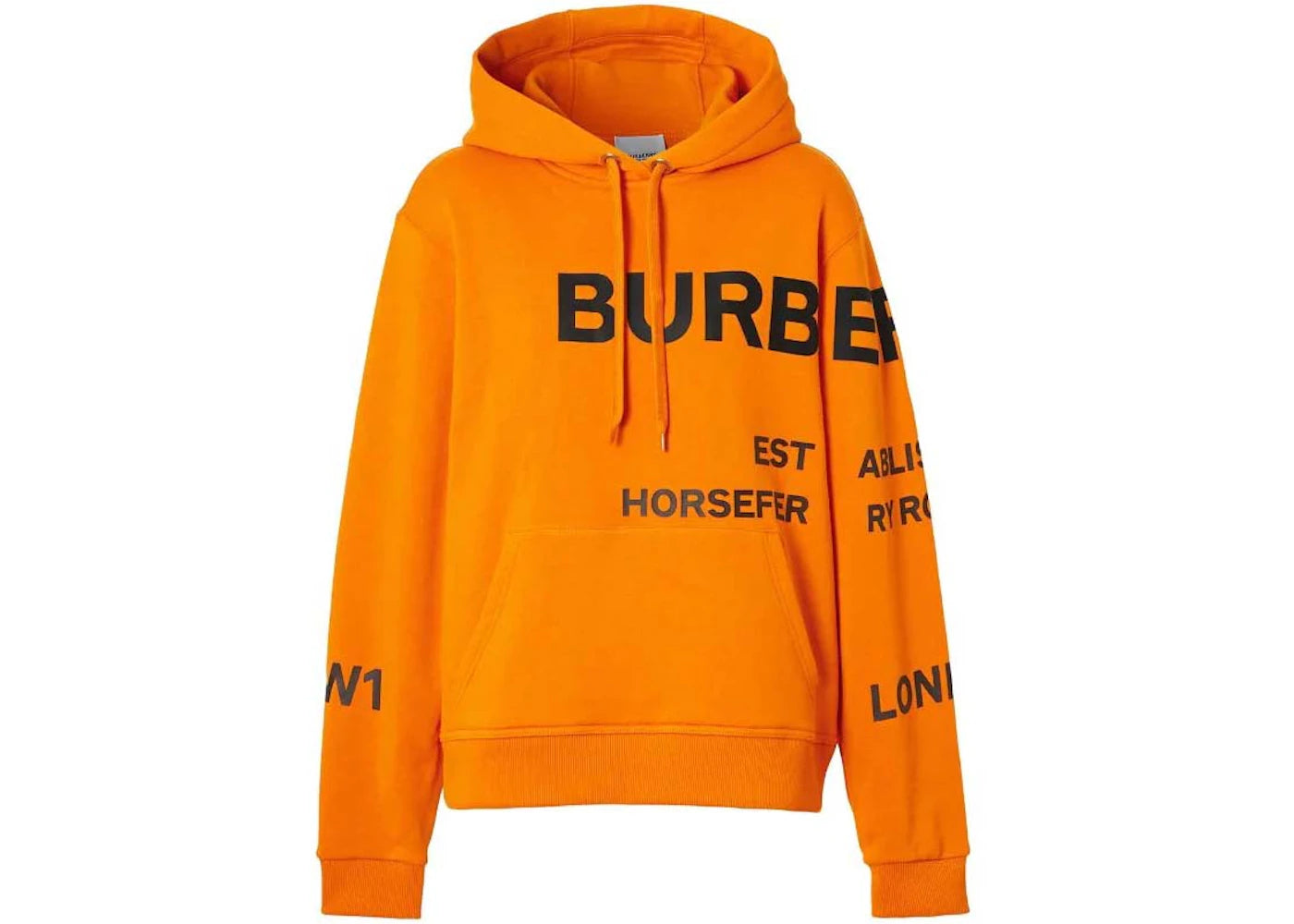 Burberry Horseferry Print Oversized Cotton Drawstring Hoodie Dark Orange