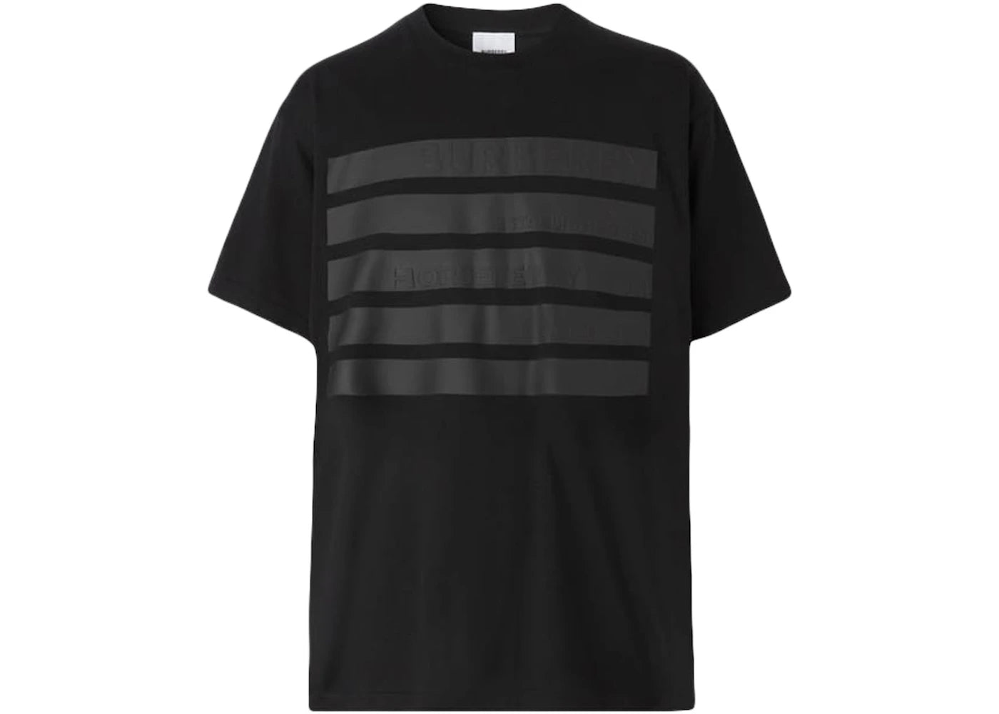 Burberry Horseferry Stripe Print Cotton Oversized T-shirt Black