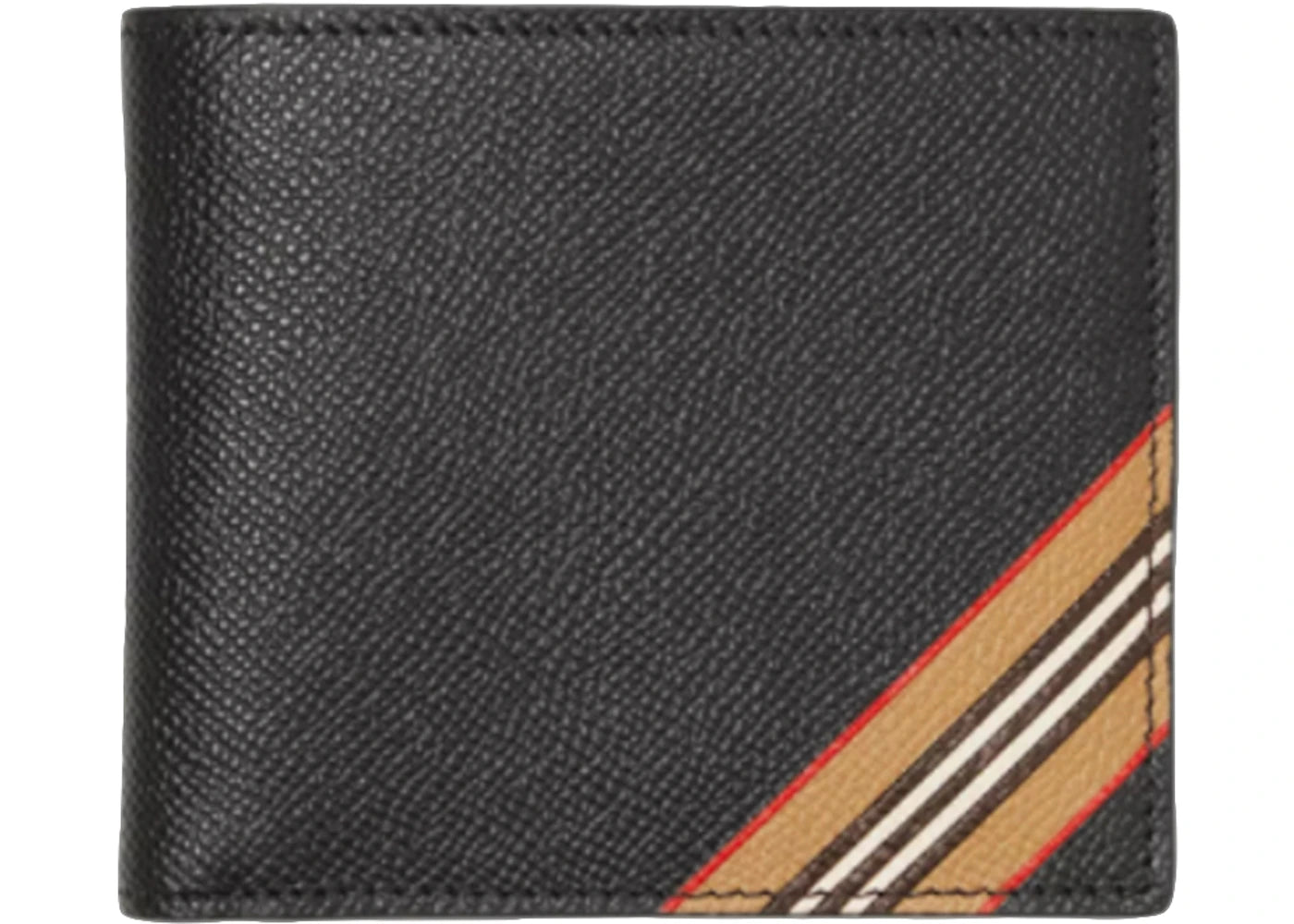 Burberry Icon Stripe Leather International Bifold Wallet Black