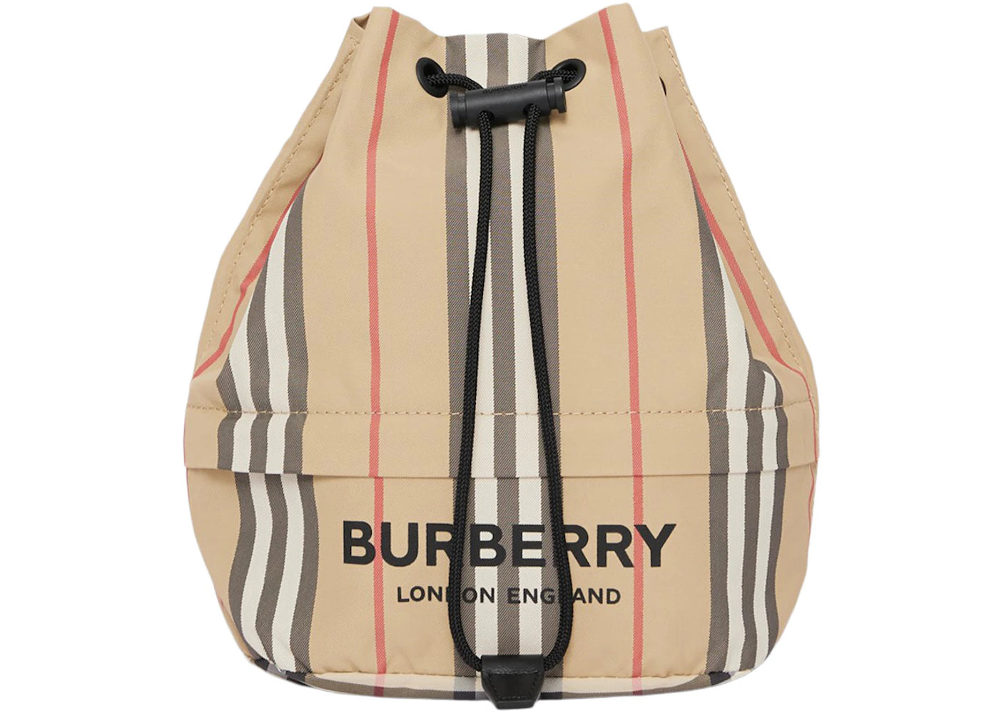 Burberry Icon Stripe Nylon Drawcord Pouch Archive Beige