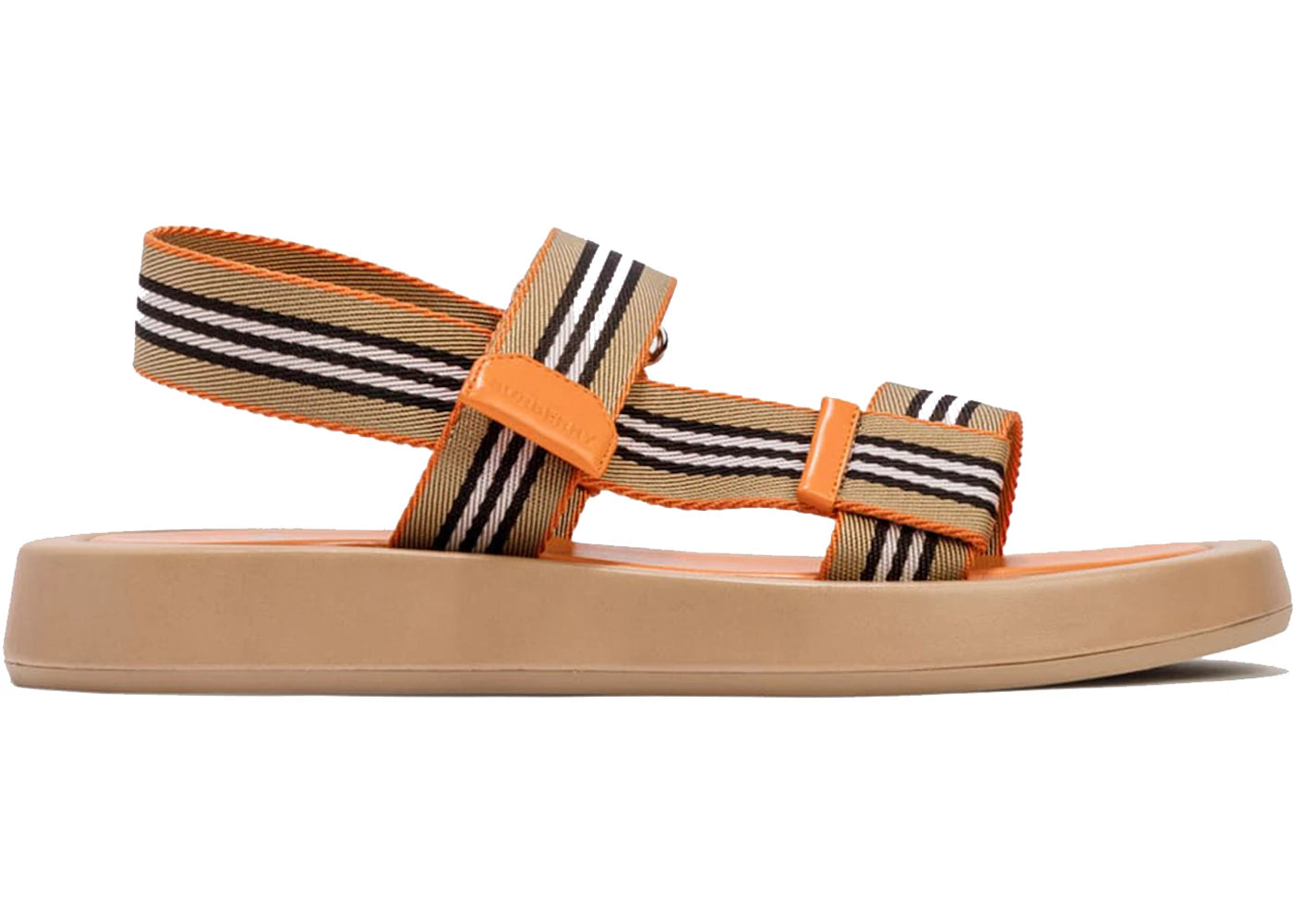 Burberry Icon Stripe Stap Sandals Beige Orange Lambskin (Women's)