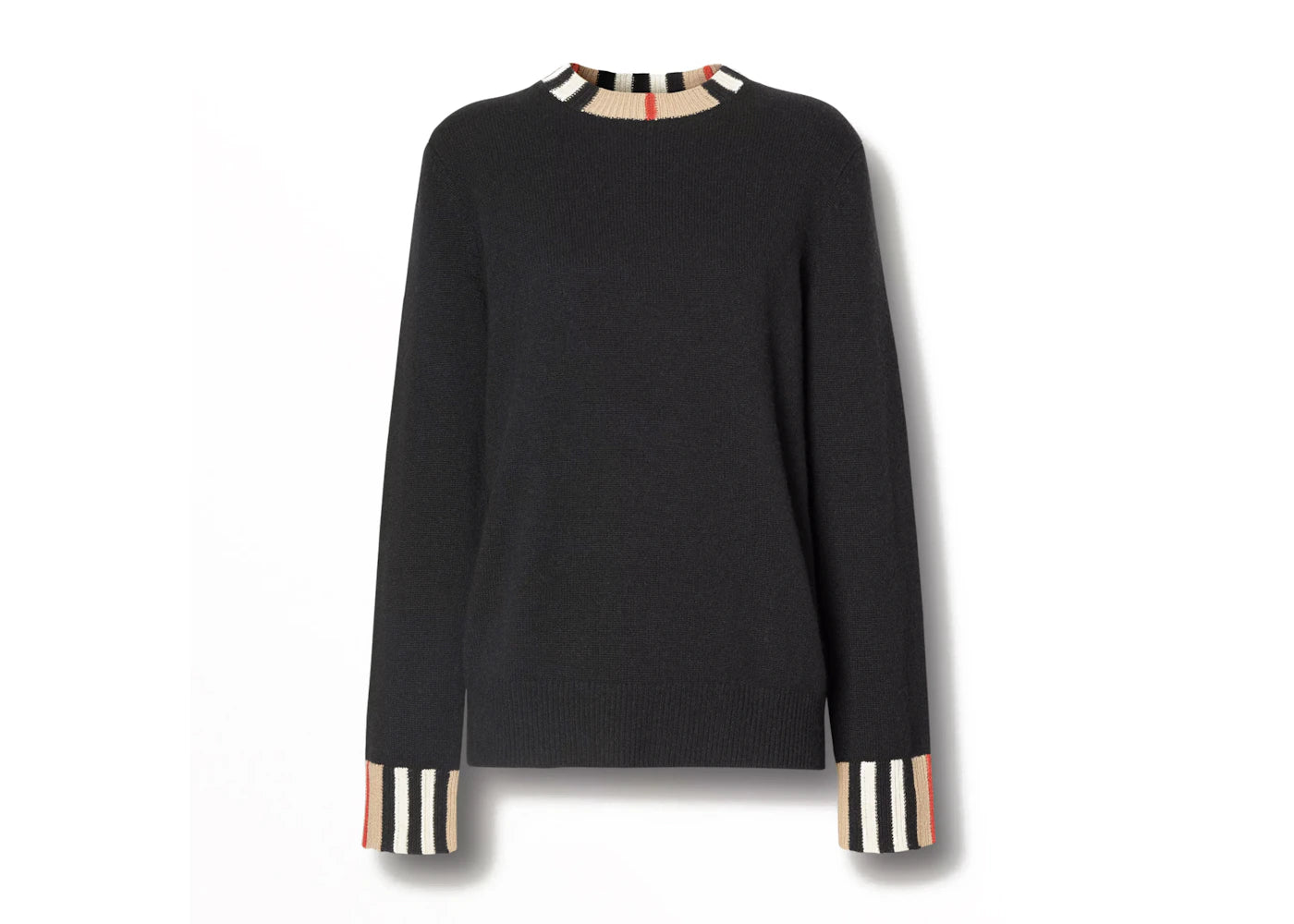 Burberry Icon Stripe Trim Cashmere Sweater Black